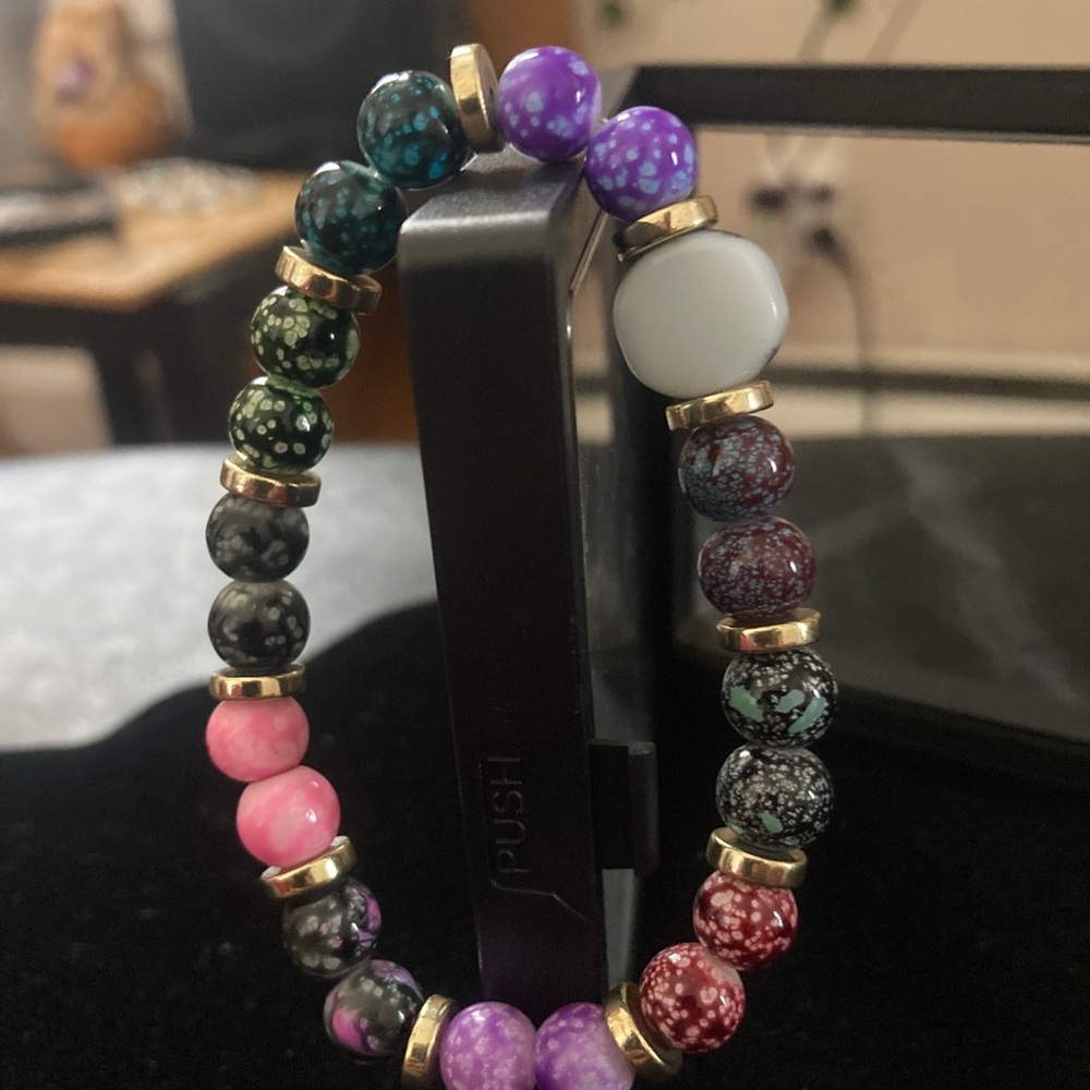Multicolor Beaded Bracelet with Gold Accents